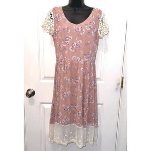 Tea n Rose Los Angeles pink lace dress